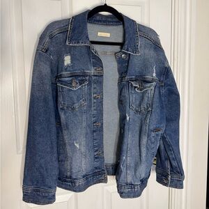 Altar'd State Dark Blue Distressed Denim Jacket